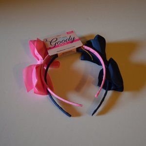 Goody (r) Girls Headbands Pink Blue Navy Bows 2 psc.